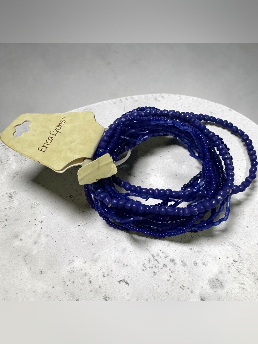 Erica Lyons Cobalt Blue Multi-Strand Beaded Wrap Bracelet